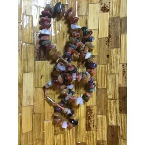 Vintage multi semiprecious gemstone nugget necklace.